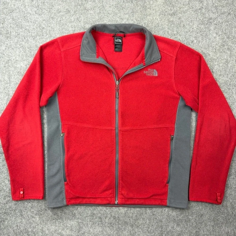 The‎ North Face Jacket Mens Medium Red Polartec Fleece Full Zip Hiking Gorpcore